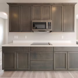 The New Shaker Bar uses maple wood and a shadow finish. Cabinets crafted in Michigan since 1958.