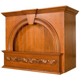 The AEB Series Hood by Lafata Cabinets is a new style mantle hood custom made in Michigan. A solid wooden ornate display niche and a large crown mantle shelf.