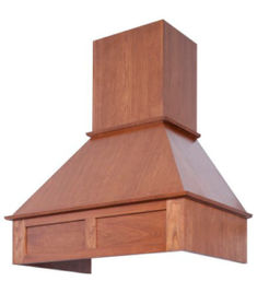 The VRSCHIM  wood range hood is our stock chimney hood.