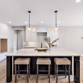 The New Shaker Kitchen is crafted with a maple wood and a white and java finish. Call 586-247-1140 or visit our showrooms in Shelby Township & West Bloomfield to find out more information. 